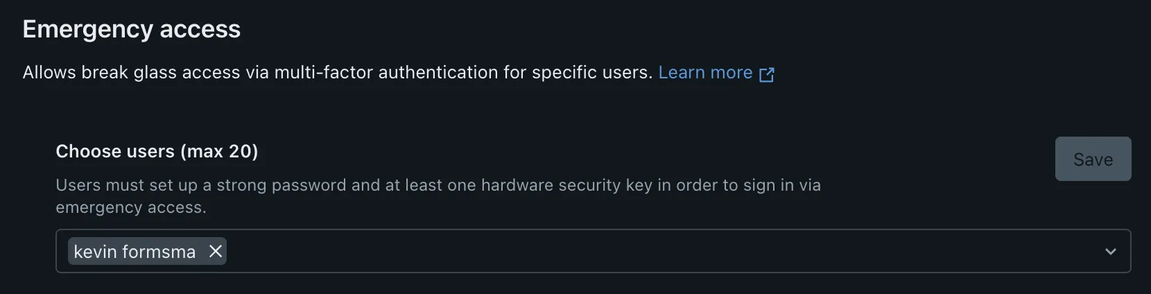 Emergency Access settings
